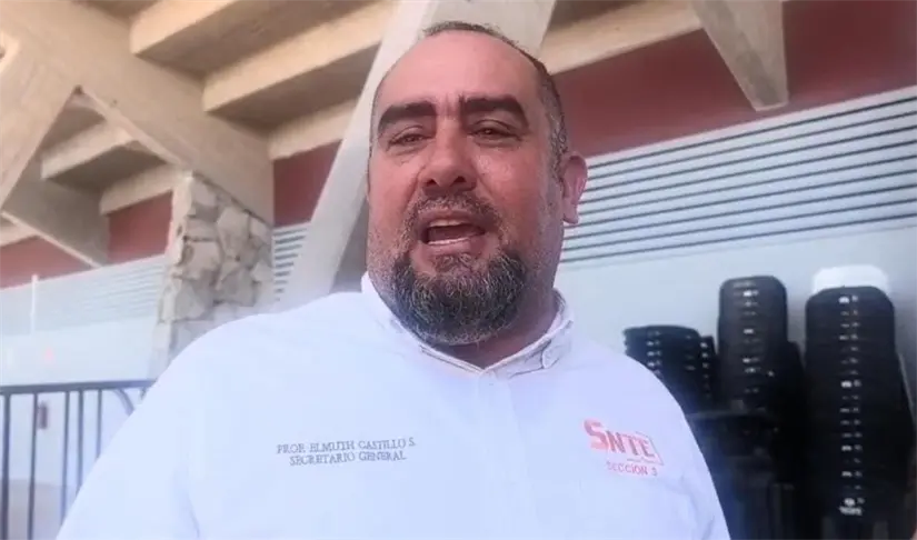 Elmunth Castillo Sandoval, secretario general de la Sección Tercera del Sindicato Nacional de Trabajadores de la Educación (SNTE). Foto: Rocío Casas / POSTA Baja California Sur.