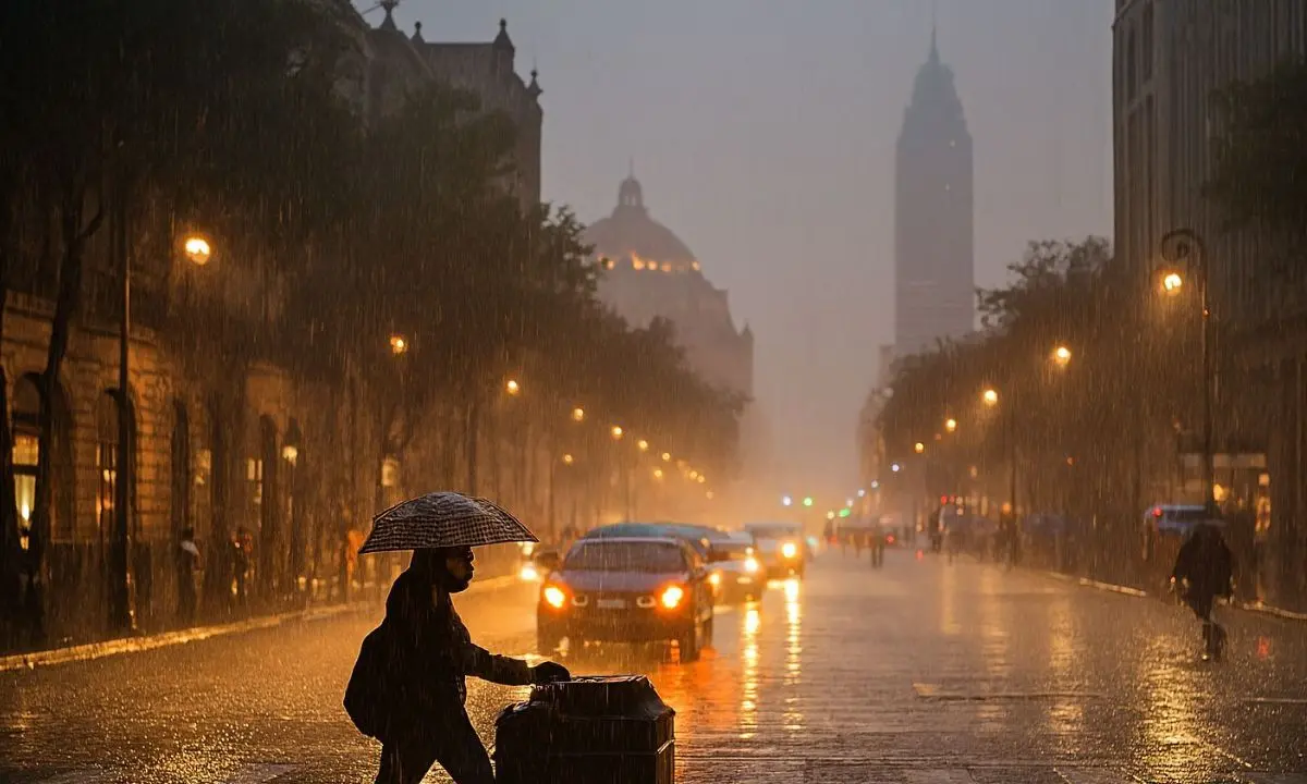 Lluvia en CDMX. Foto: creada con IA