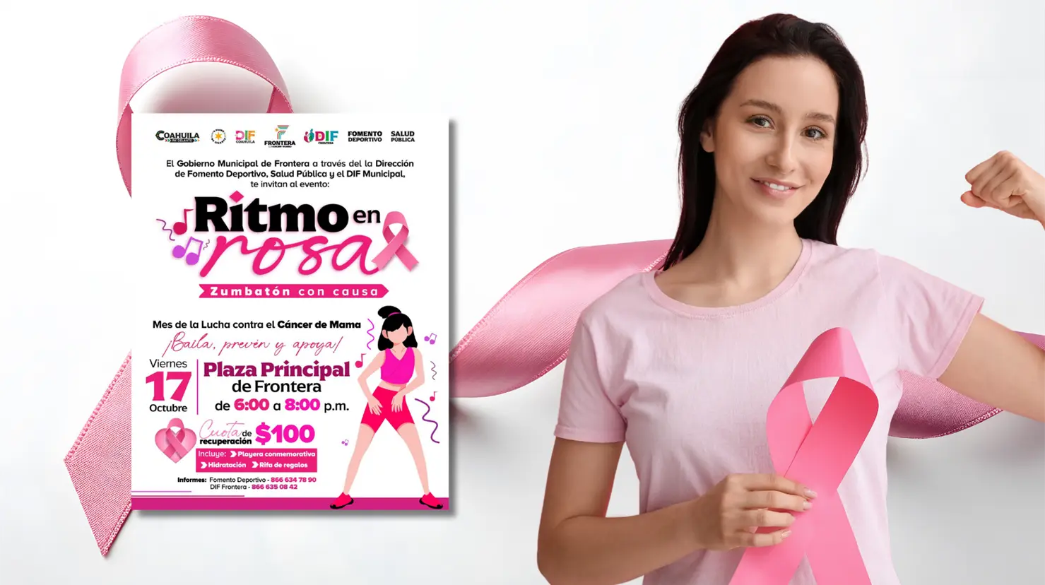 Frontera, Coahuila, tendrá zumbatón contra el cáncer de mama en Ritmo en Rosa. Foto: Canva.