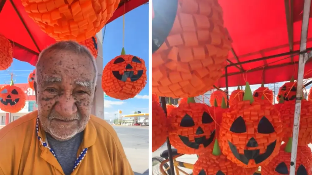 Internautas en Torreón se unen para apoyar a abuelito; vende calabacitas de Halloween