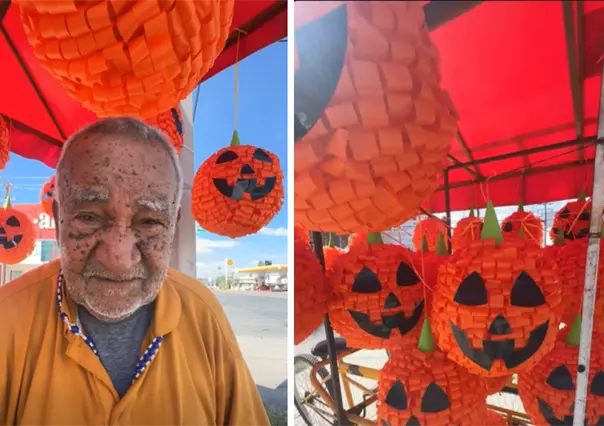 Internautas en Torreón se unen para apoyar a abuelito; vende calabacitas de Halloween