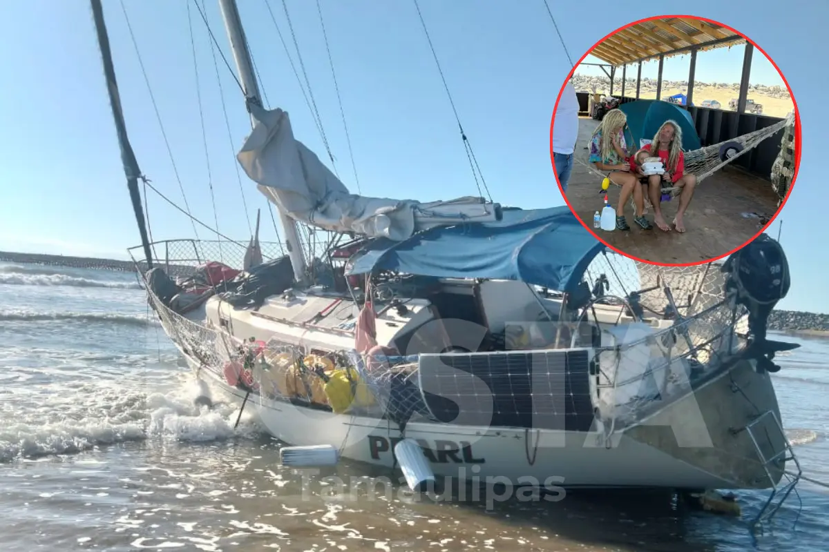 Familia de argentinos, con cuatro niños, naufraga en el Golfo de México y logra llegar a salvo a la playa El Mezquital.