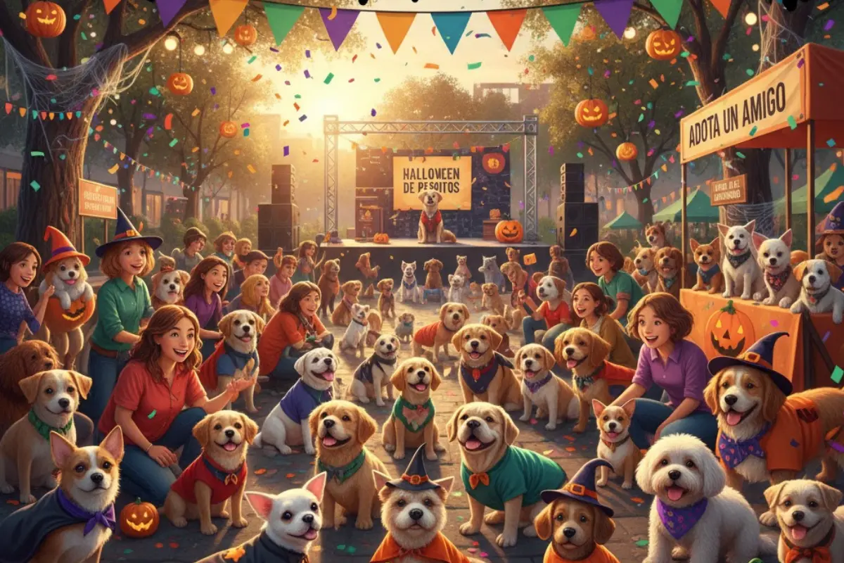 Halloween de perritos. Foto: IA