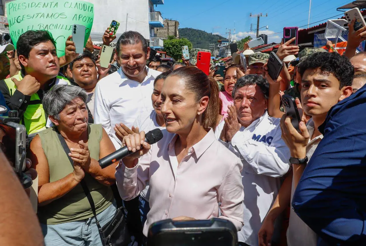 Claudia Sheinbaum visita Puebla, Veracruz e Hidalgo tras fuertes lluvias. Foto: Gobierno de México.