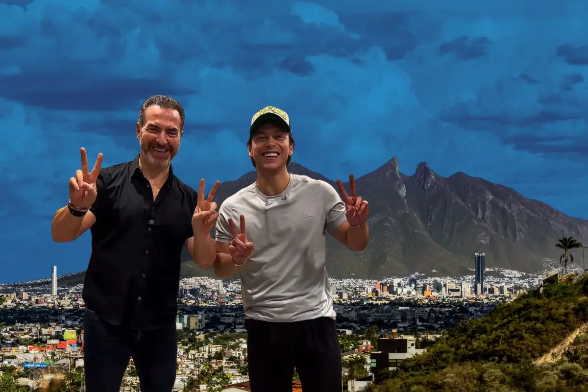 El alcalde de Monterrey, Adrián de la Garza con el influencer y ganador de LCDLFMX 2025 Foto: Canva