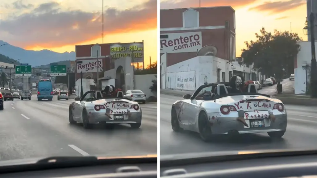 Halloween en Monterrey: conductor convierte su auto en escena de terror en Constitución