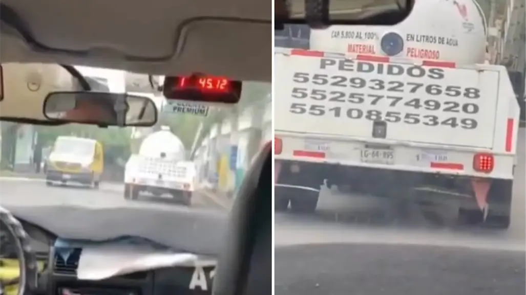 VIDEO | Pipa de gas es captada circulando con la llanta ponchada cerca del Estadio Azteca en CDMX
