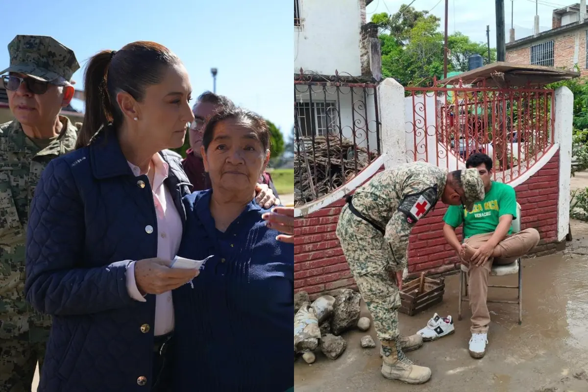 Claudia Sheinbaum con afectados por inundaciones Foto: Gobierno de México