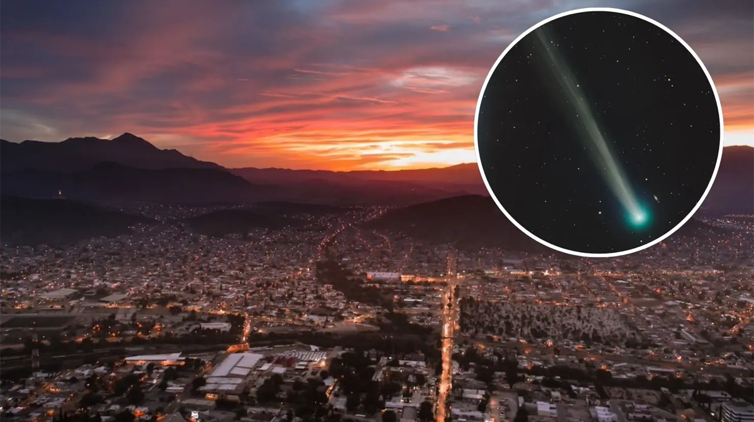 El cometa C/2025 R2 SWAN se podrá observar este 17 de octubre en Saltillo. (Fotografía: Facebook | Canva)
