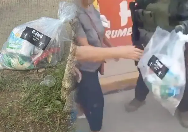Damnificados por lluvias en Tihuatlán, Veracruz, reciben despensas del CJNG | VIDEO