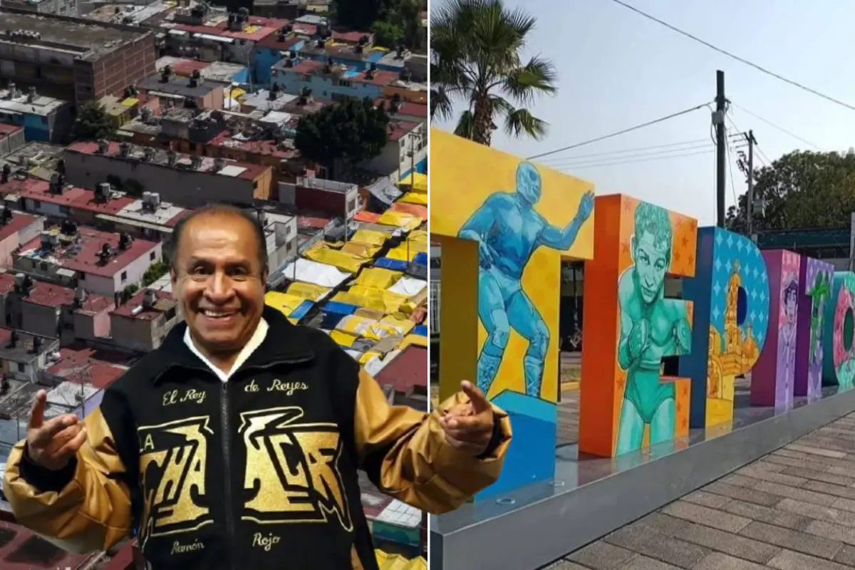 Tepito desde lo alto y líder de sonido la Changa. Foto: Google Maps y son-sonidero.com | Canva