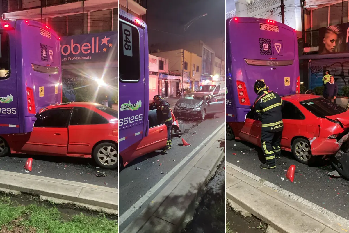 Accidente de autos en la alcaldía Benito Juárez en CDMX. Foto: Ramón Ramírez
