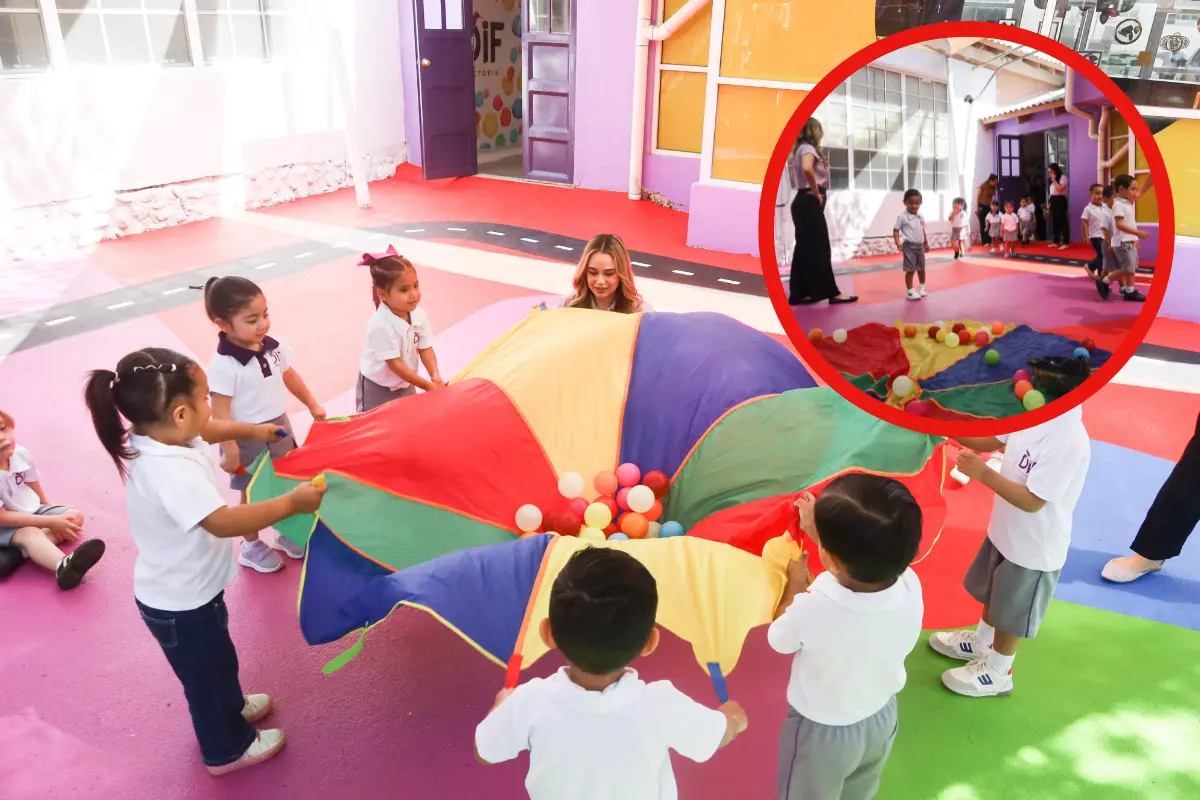 La guardería del DIF Victoria cuenta con un nuevo patio de juegos tartán para mayor seguridad y desarrollo de las niñas y niños.