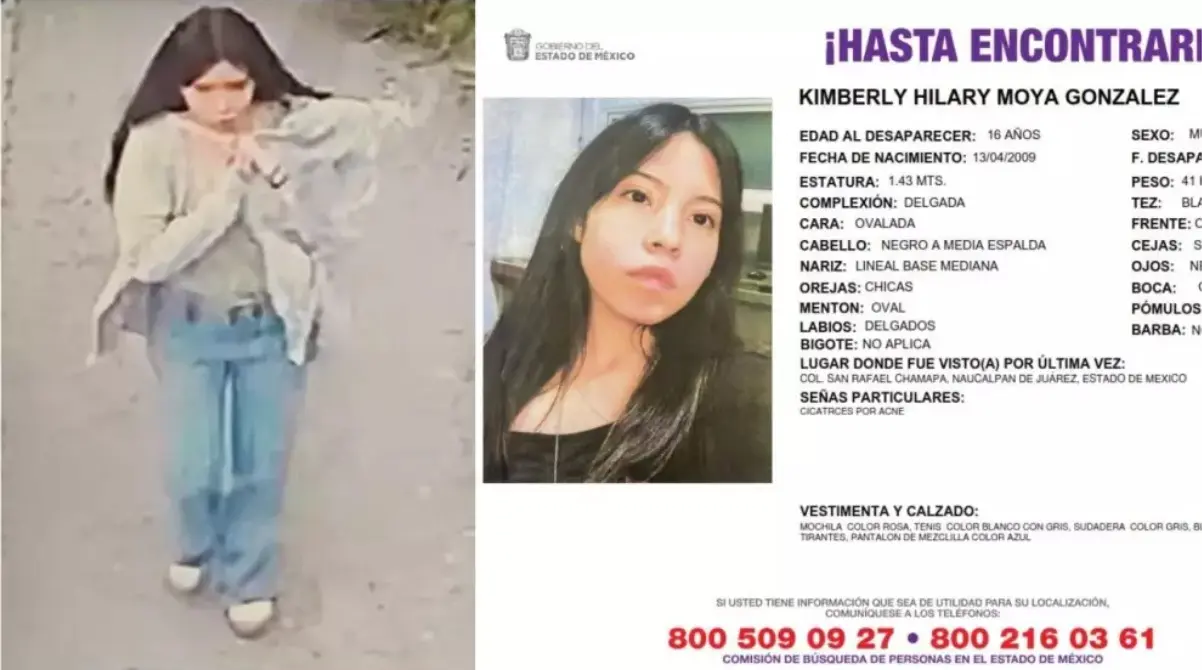 La desaparición de Kimberly Hilary Moya mantiene en vilo a Naucalpan. Imagen: FGJEM