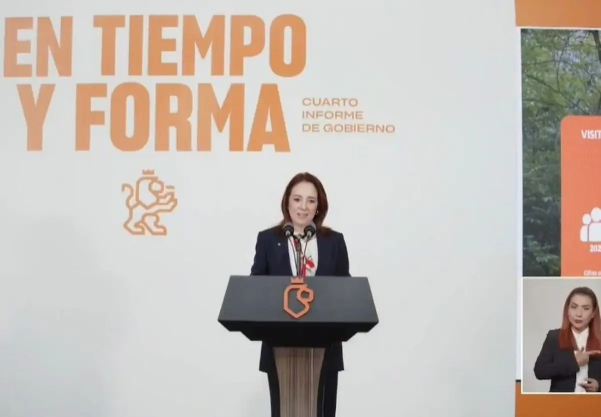 Maricarmen Martínez, titular de la Secretaría de Turismo de Nuevo León en el Nuevo León Informa. Foto: Gobierno de Nuevo León.