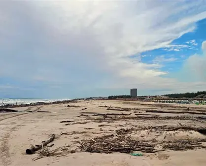 Playa Miramar tapizada por toneladas de palizada y basura