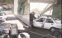 VIDEO | Taxista de CDMX provoca caída de motociclista al abrir la puerta en plena avenida