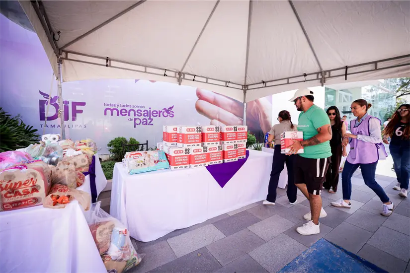 Centro de acopio del DIF Tamaulipas instalado en Ciudad Victoria. Foto: Daniel Espinoza