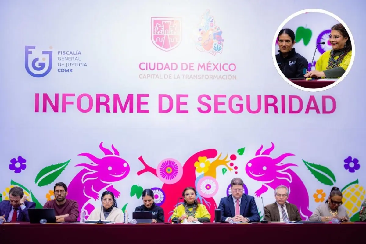 Clara Brugada en conferencia. Foto: Gobierno CDMX l Canva