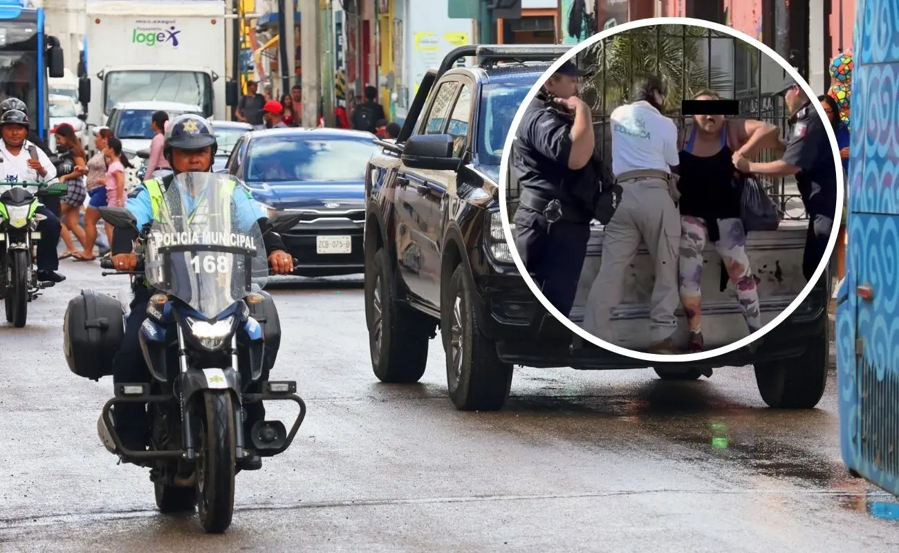 ¿Qué ocurrió durante la detención en el centro de Mérida? Foto: Policía Municipal de Mérida | Captura de pantalla