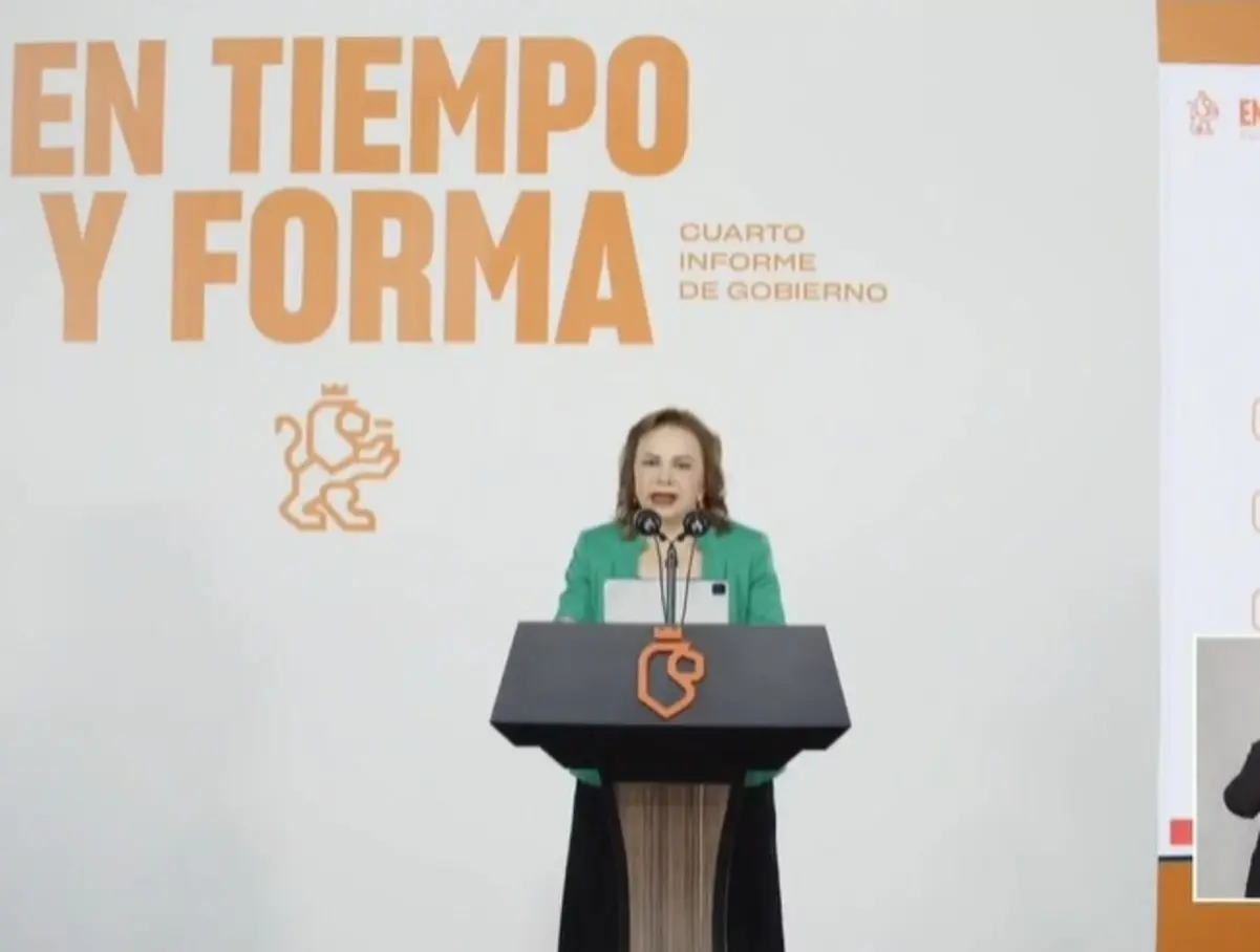 María Teresa Herrera, contralora general del estado en conferencia de prensa. Foto: Gobierno de Nuevo León.