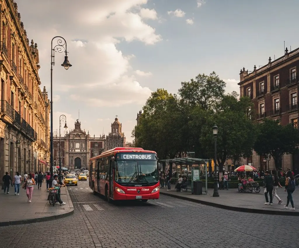 Centrobús en Centro Histórico de CDMX |Gemini IA