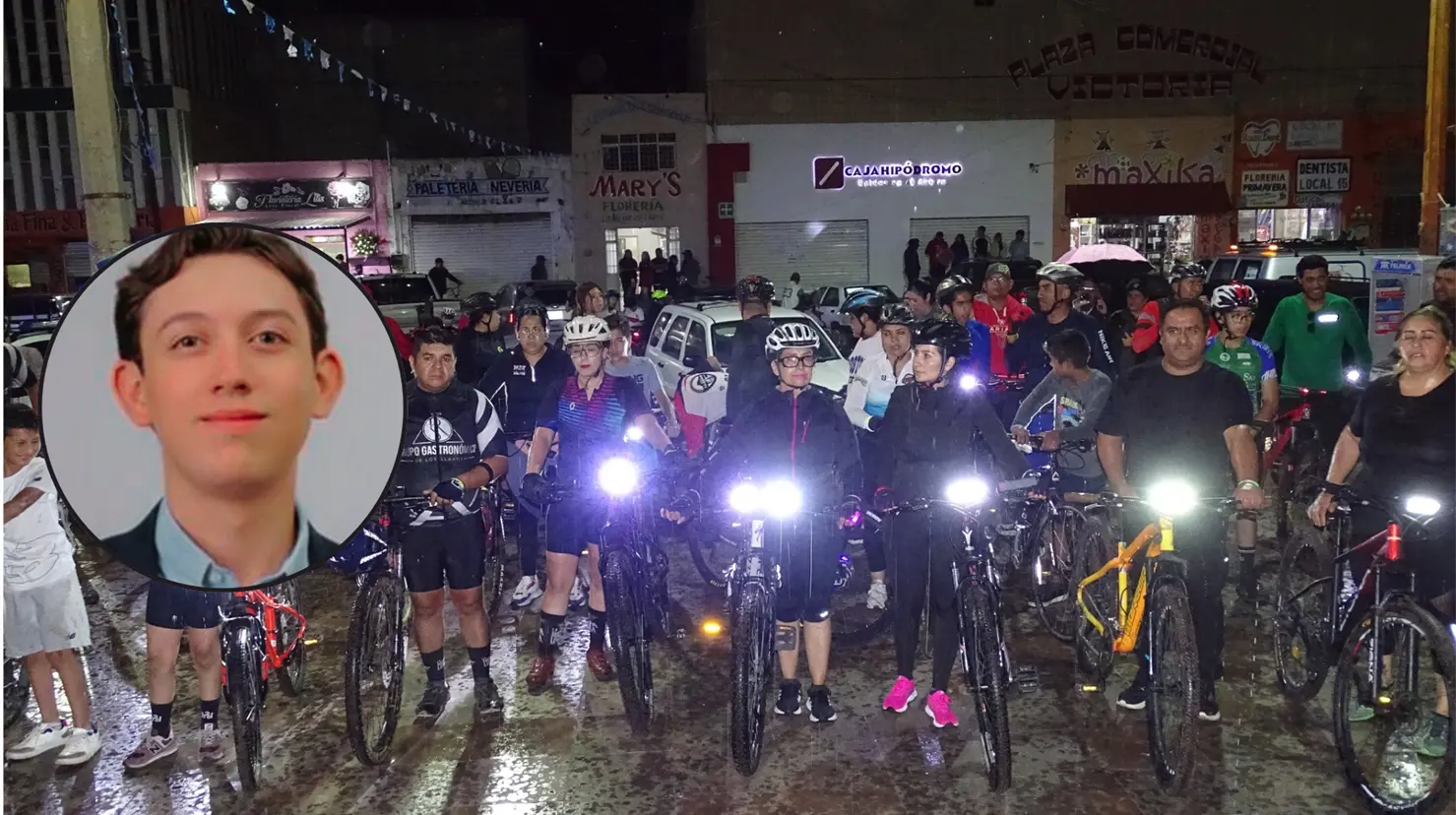 Decenas de personas en Guadalupe Victoria participaron en una rodada en honor de Carlos Emilio. | Foto: Cronos Noticias.