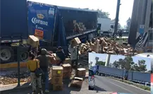 Tráfico en la México-Querétaro por tráiler de cerveza volcado a la altura de Cuautitlán Tráfico en la México-Querétaro por tráiler de cerveza volcado a la altura de Cuautitlán