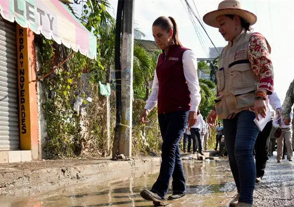 Claudia Sheinbaum llega a Álamo, Veracruz, para supervisar apoyo a la población afectada