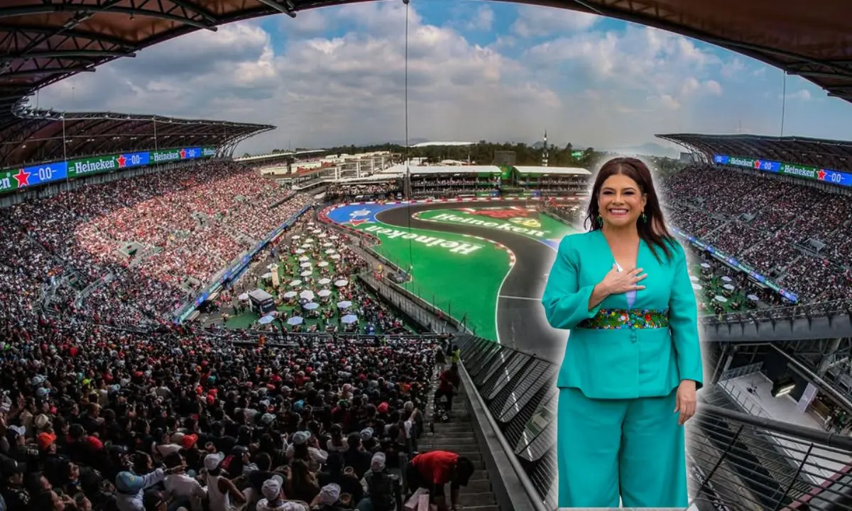 Autódromo Hermanos Rodríguez durante GP de México, Clara Bugada Jefa de Gobierno de CDMX. Foto: IG (@mexicogp) | X (@ClaraBrugadaM) | Canva