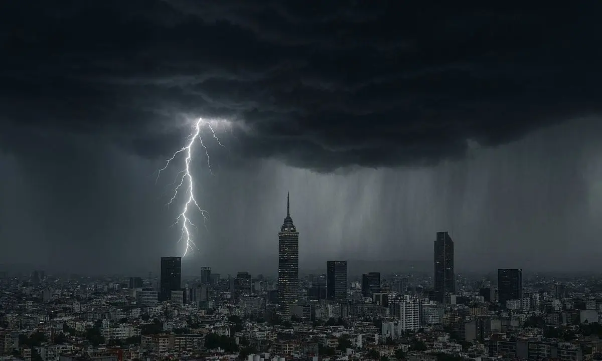 CDMX bajó la tormenta negra. Foto: creada con IA