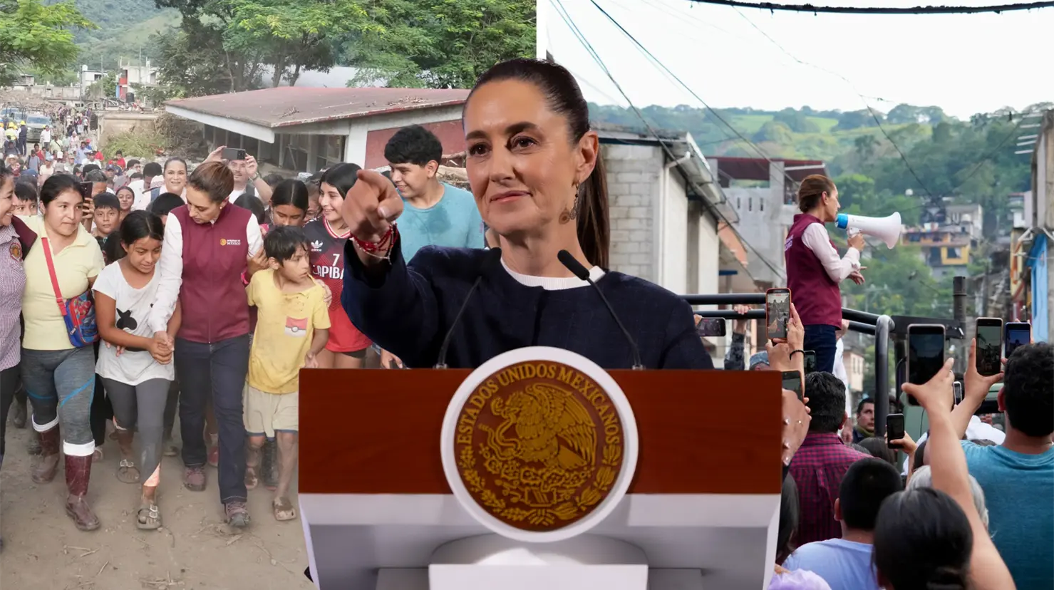 Claudia Sheinbaum supervisa apoyos en Hidalgo tras lluvias extraordinarias. Foto: Gobierno de México.