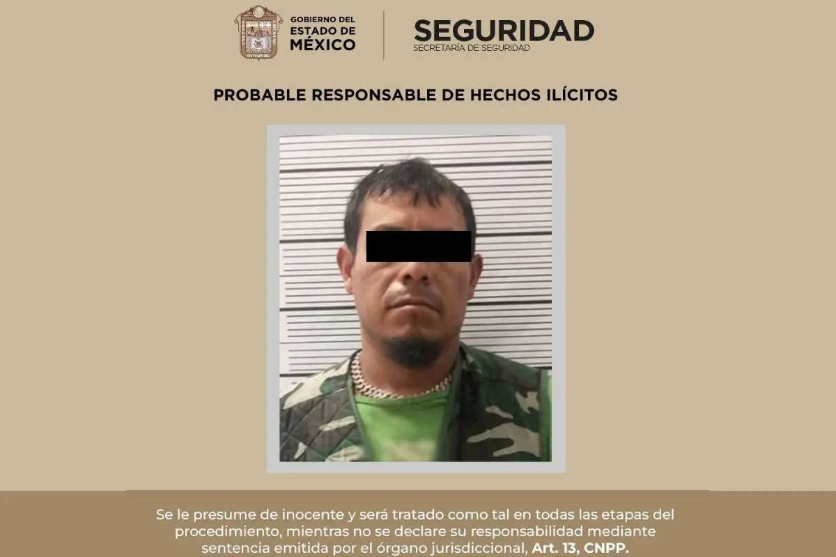 Detenido vinculado a organizaciones criminales. Foto: X (@SS_Edomex)