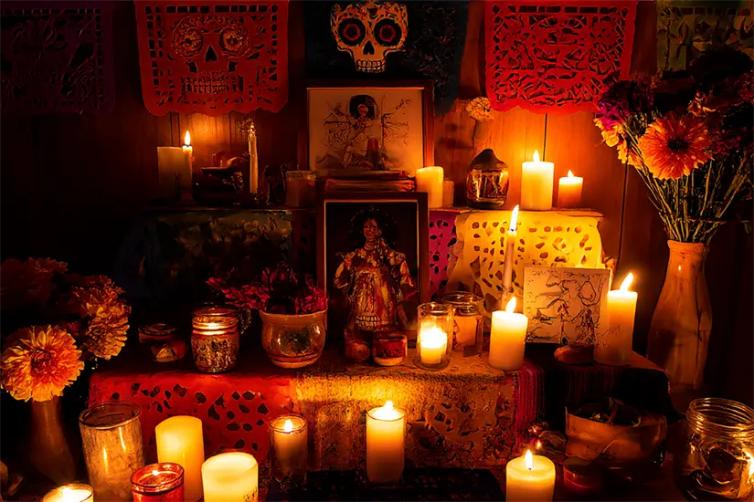 La celebración del Día de Muertos en la playa ofrece un ambiente mágico que realza esta tradición cultural mexicana. Foto: Canva