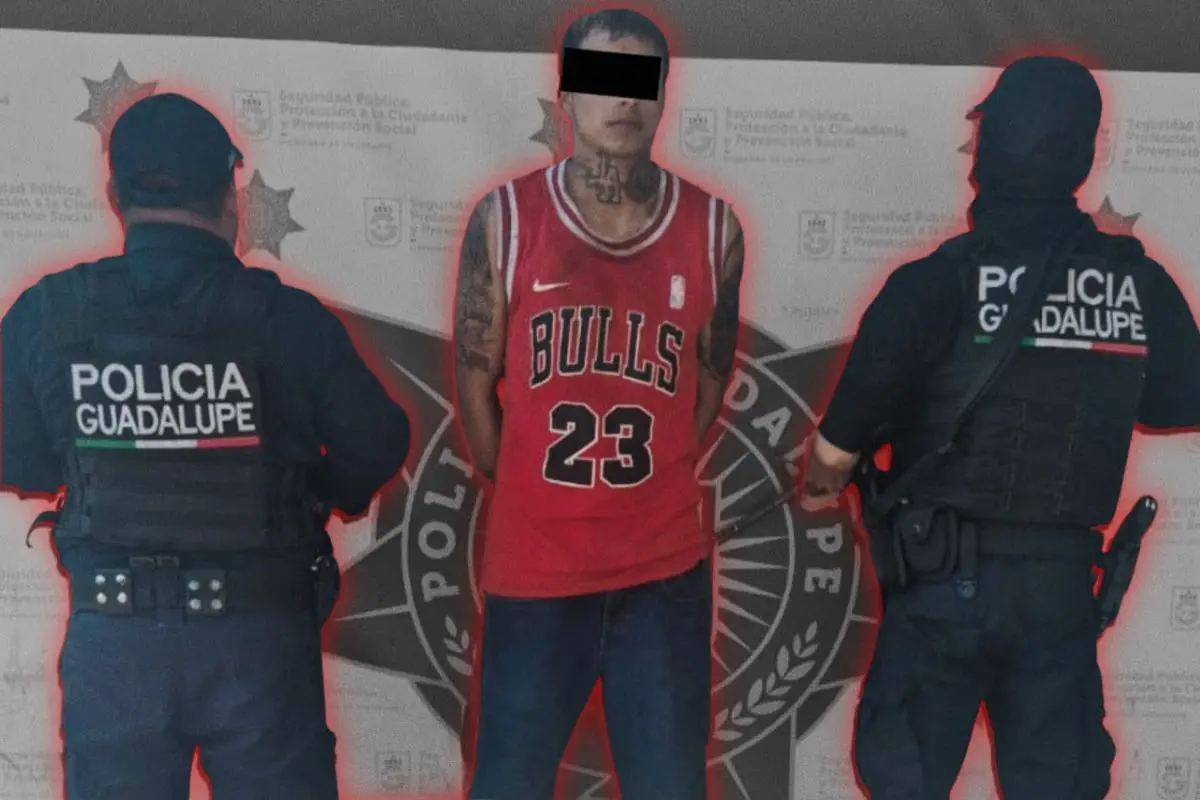El detenido fue identificado como Cristian Alejandro “N”, alias “El Piñas”, de 22 años Foto: Policía de Guadalupe
