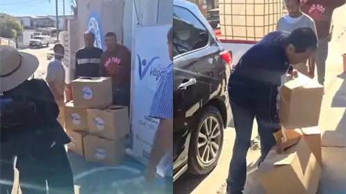 VIDEO | Acusan al diputado Ramón Vázquez de simular entrega de despensas con cajas vacías en Baja California