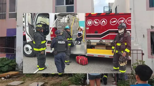 Bomberos de Playa del Carmen rescatan a una menor y a un perrito de un incendio registrado en una casa