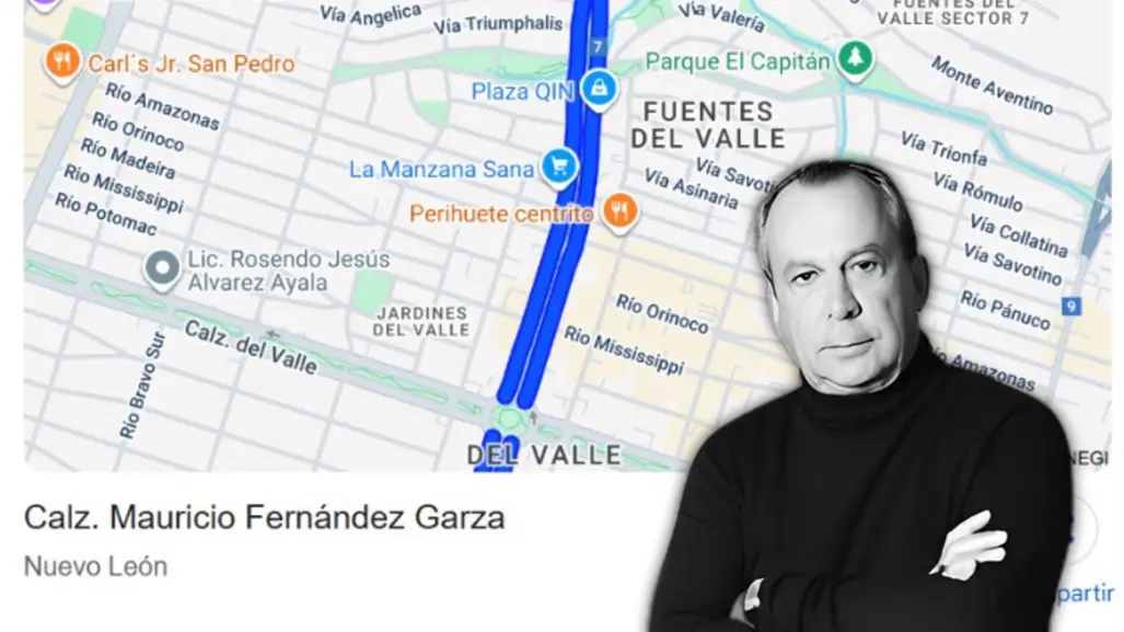 Google Maps hace oficial el cambio de nombre de Calzada San Pedro a Calzada Mauricio Fernández Garza