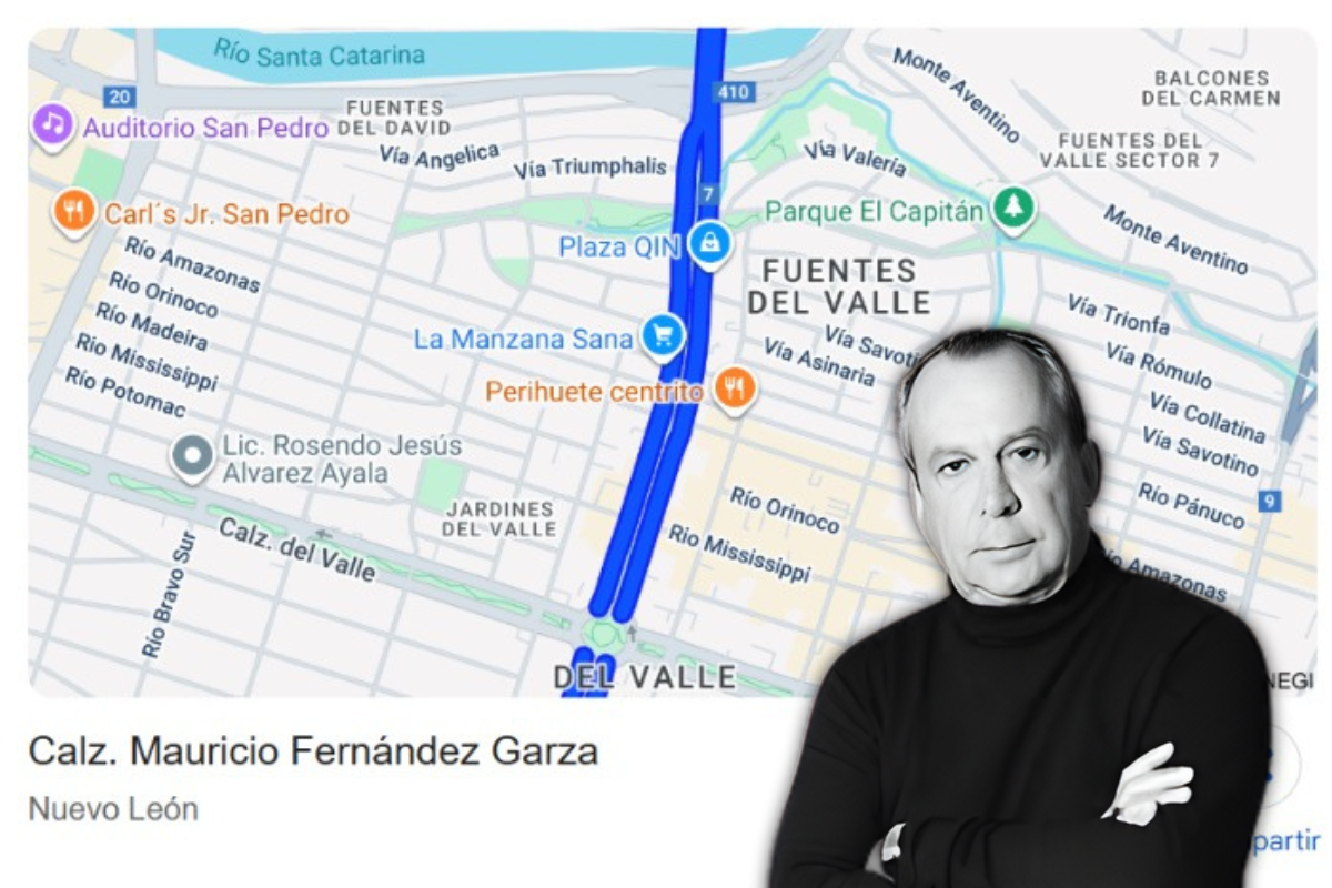 Google Maps hace oficial el cambio de nombre de Calzada San Pedro a Calzada Mauricio Fernández Garza