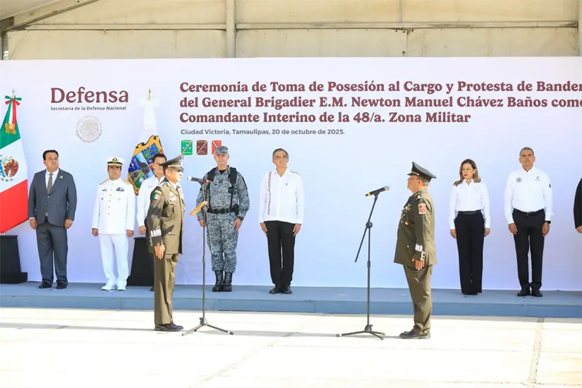 Recibe el General Newton Manuel Chávez Baños el mando de comandante interino de la 48 Zona Militar en Ciudad Victoria | Foto: SEDENA