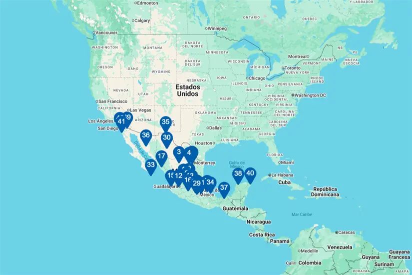 Mapa de sucursales de Cotsco en México