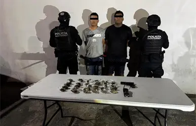 Persecución tras operativo deja dos detenidos y aseguran droga junto con un arma en Monterrey