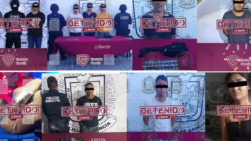 Capturan a 9 presuntos delincuentes en García; aseguran armas y vehículos con reporte de robo