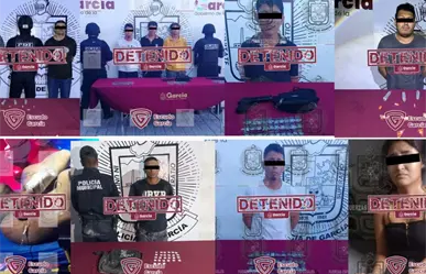 Capturan a 9 presuntos delincuentes en García; aseguran armas y vehículos con reporte de robo