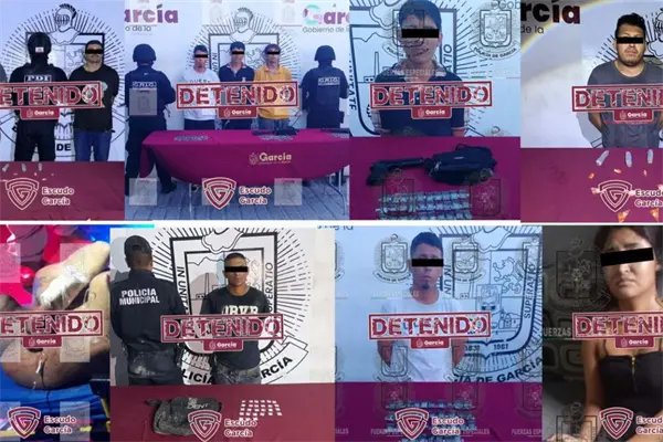 Capturan a 9 presuntos delincuentes en García; aseguran armas y vehículos con reporte de robo