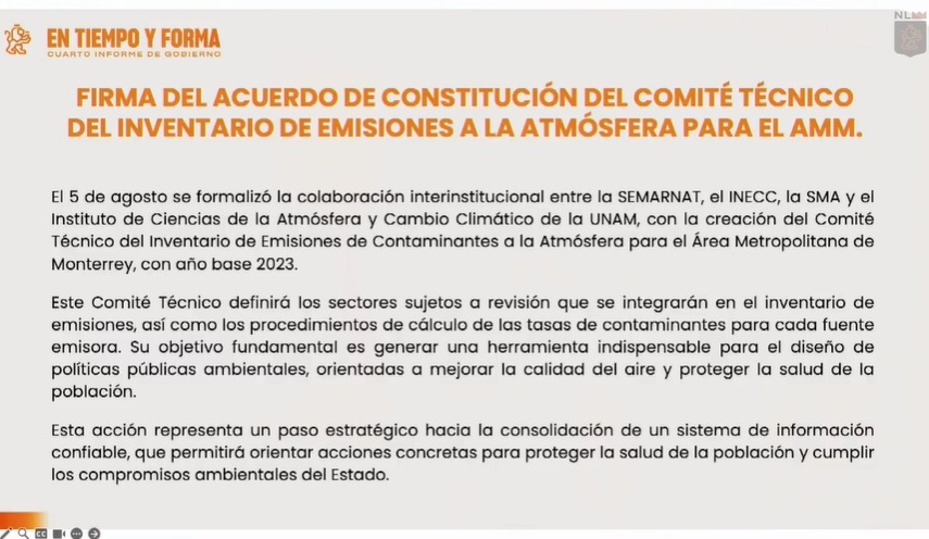 Presentan acuerdo para el inventario de emisiones en el área metropolitana de Monterrey Presentan acuerdo para el inventario de emisiones en el área metropolitana de Monterrey