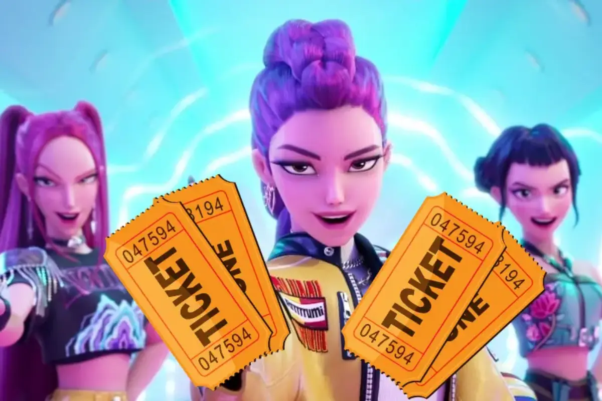 Personajes de las Guerras Kpop con boletos al frente.   Foto: Netflix | Canva