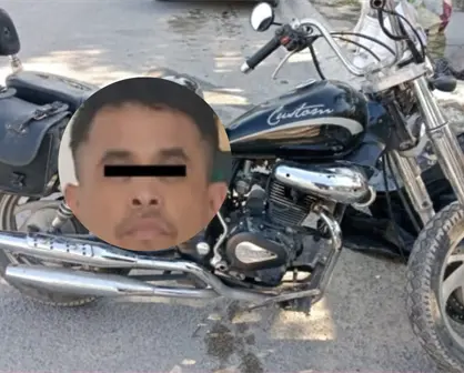 Hombre circula sin casco en motocicleta robada y es detenido en Salinas Victoria