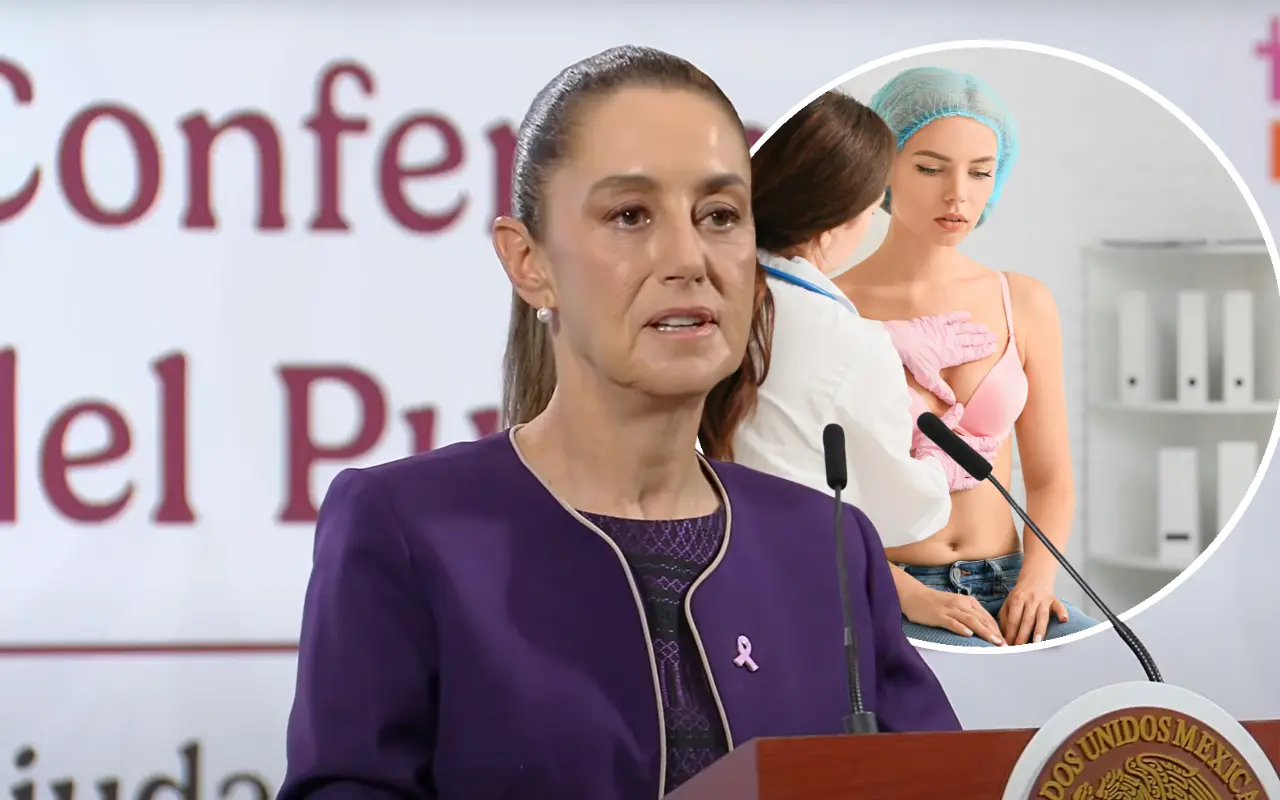 Claudia Sheinbaum y mujer siendo palpada por doctora. Foto: Canva / Captura de pantalla: YouTube (Claudia Sheinbaum)