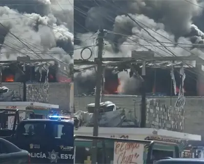 VIDEO | Incendio en Ecatepec arrasa con una fábrica de colchones; hay transportes afectados